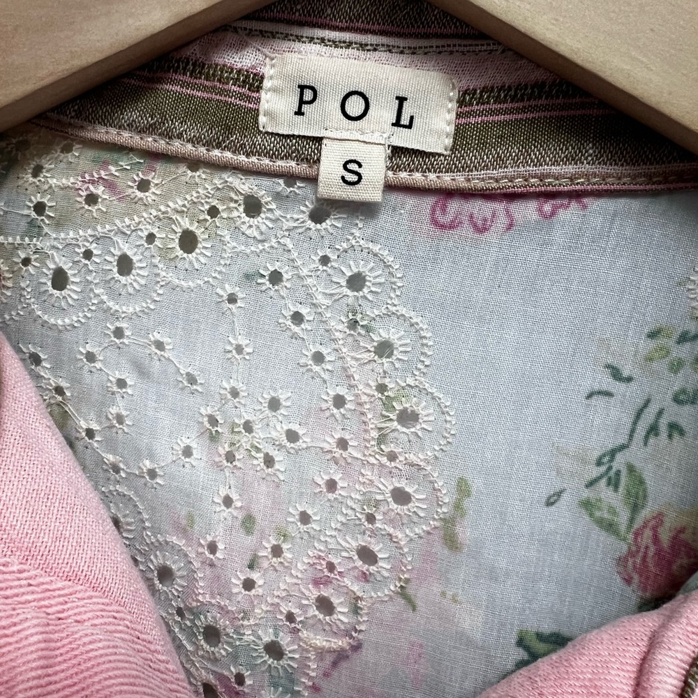 Nwot Pol Patchwork Button-Up Shacket, S - image 4